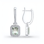 Серьги из серебра с празиолитами и фианитами