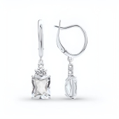 Серьги из серебра с горным хрусталем и фианитами