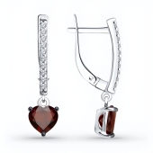 Серьги из серебра с гранатами и фианитами
