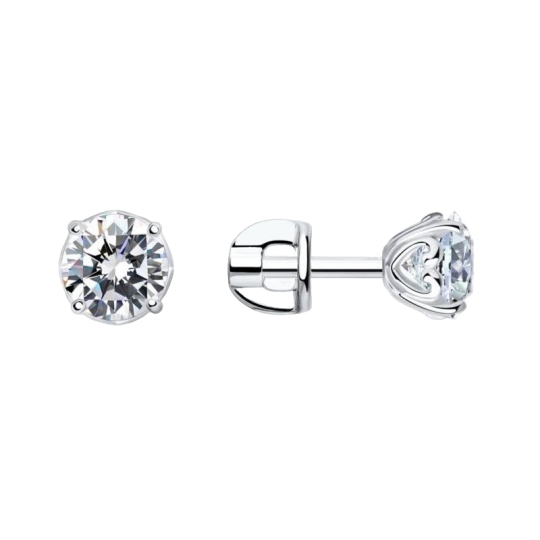 Серьги из серебра с фианитами