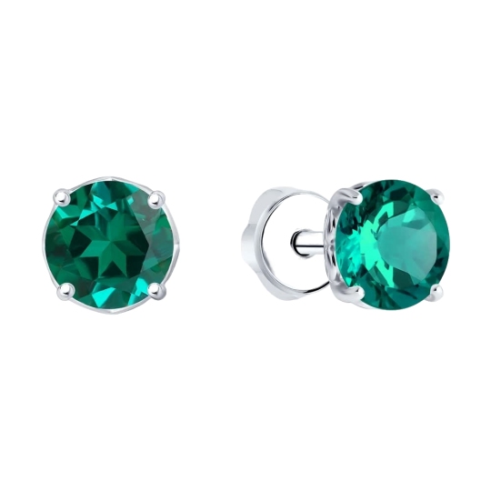 Серьги из серебра с изумрудами
