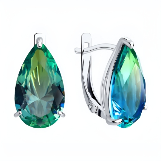 Серьги из серебра с ситаллами