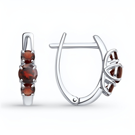 Серьги из серебра с гранатами