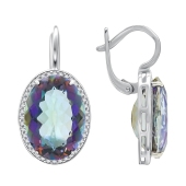 Серьги из серебра с горным хрусталем и фианитами