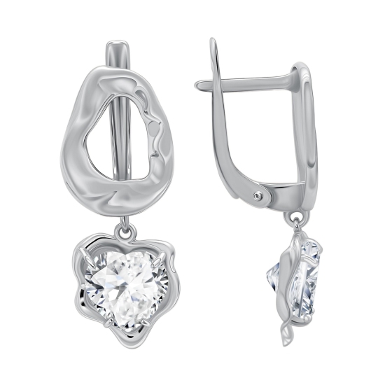 Серьги из серебра с фианитами