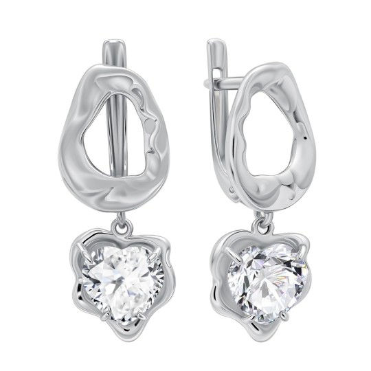 Серьги из серебра с фианитами