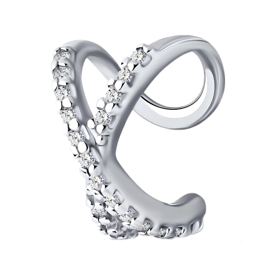 Серьга-кафф из серебра с фианитами