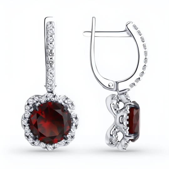 Серьги из серебра с ситаллами и фианитами