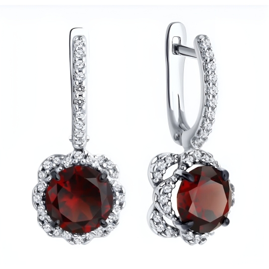 Серьги из серебра с ситаллами и фианитами
