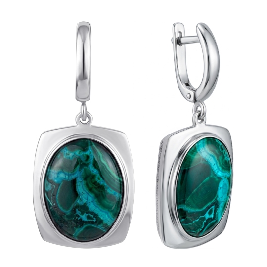 Серьги из серебра с чернением и хризоколлами