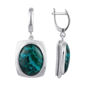 Серьги из серебра с чернением и хризоколлами