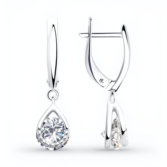 Серьги из серебра с фианитами