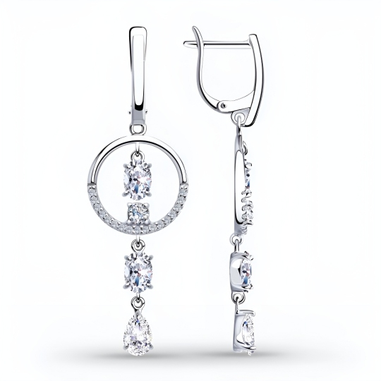 Серьги из серебра с фианитами