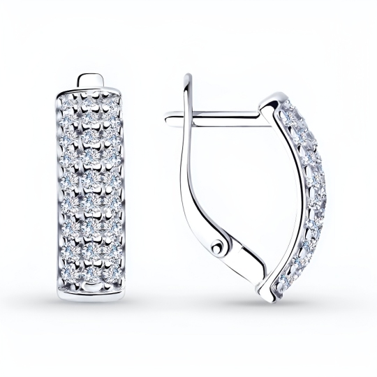 Серьги из серебра с фианитами
