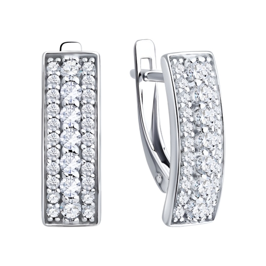 Серьги из серебра с фианитами