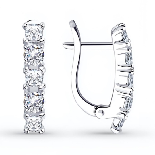 Серьги из серебра с фианитами