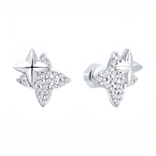 Серьги из серебра с фианитами
