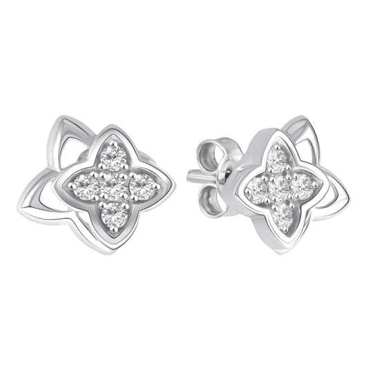 Серьги из серебра с фианитами