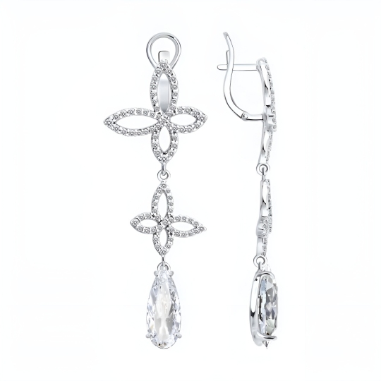 Серьги из серебра с фианитами