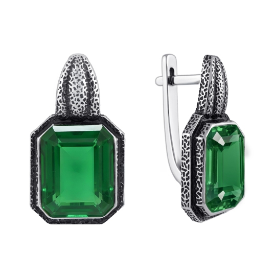Серьги из серебра с чернением и кварцами