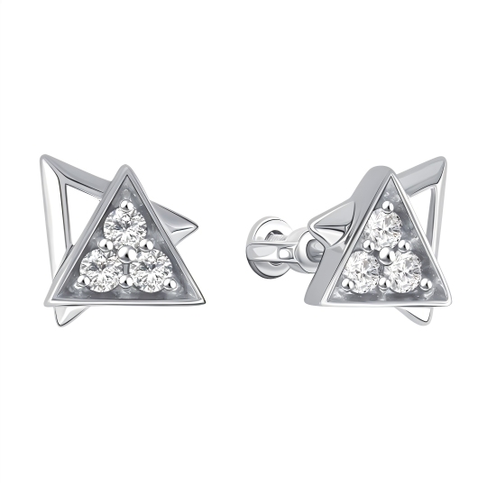 Серьги из серебра с фианитами