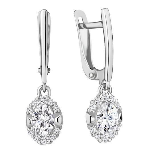 Серьги из серебра с фианитами