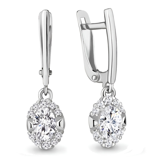 Серьги из серебра с фианитами