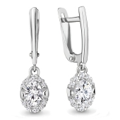 Серьги из серебра с фианитами