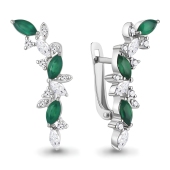 Серьги из серебра с агатами и фианитами
