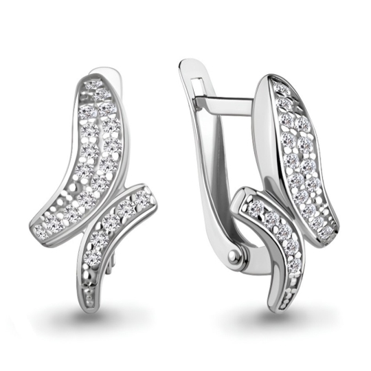 Серьги из серебра с фианитами