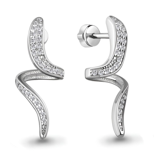 Серьги из серебра с фианитами