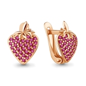 Серьги из серебра с позолотой и фианитами