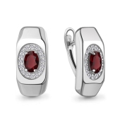 Серьги из серебра с гранатами и фианитами