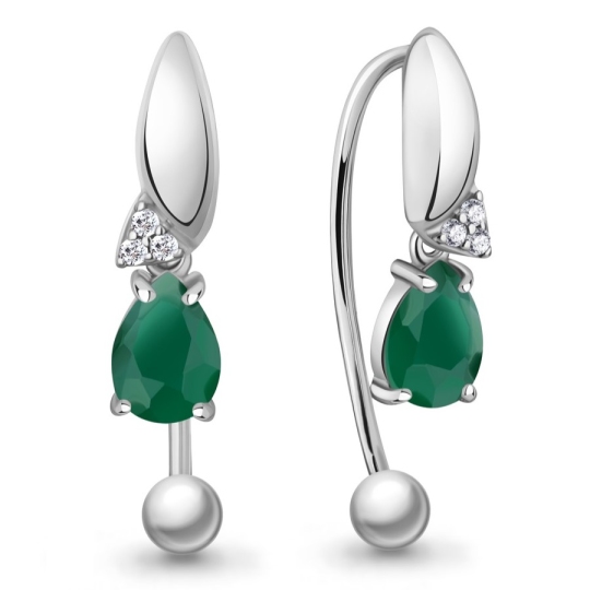 Серьги из серебра с агатами и фианитами
