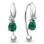 Серьги из серебра с агатами и фианитами