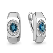 Серьги из серебра с топазами London и фианитами