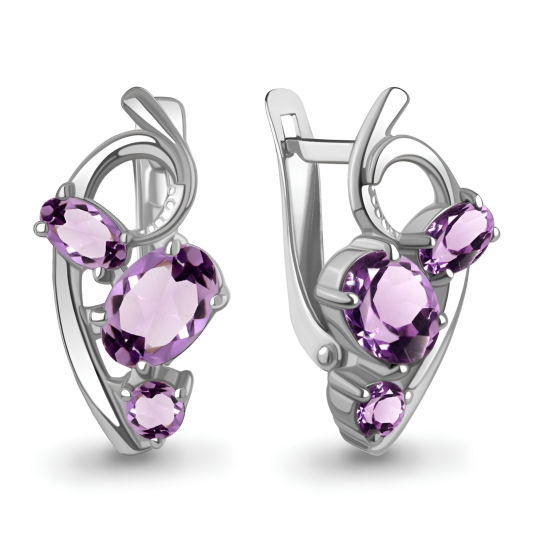 Серьги из серебра с аметистами