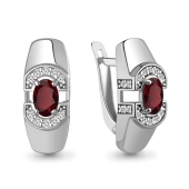 Серьги из серебра с гранатами и фианитами