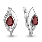 Серьги из серебра с гранатами и фианитами