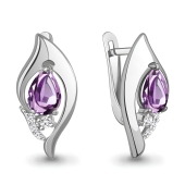 Серьги из серебра с аметистами и фианитами