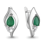 Серьги из серебра с агатами и фианитами