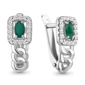 Серьги из серебра с агатами и фианитами