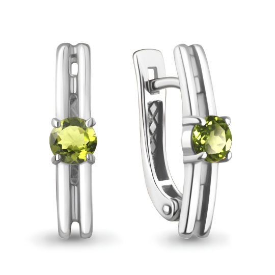 Серьги из серебра с хризолитами