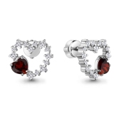 Серьги из серебра с гранатами и фианитами