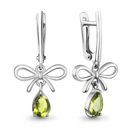 Серьги из серебра с хризолитами