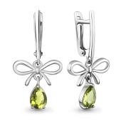 Серьги из серебра с хризолитами