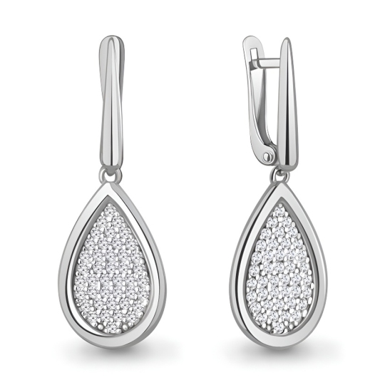 Серьги из серебра с фианитами