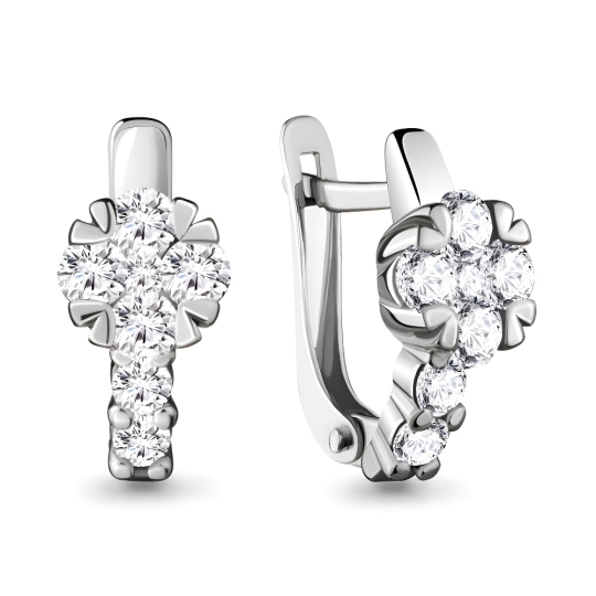 Серьги из серебра с фианитами