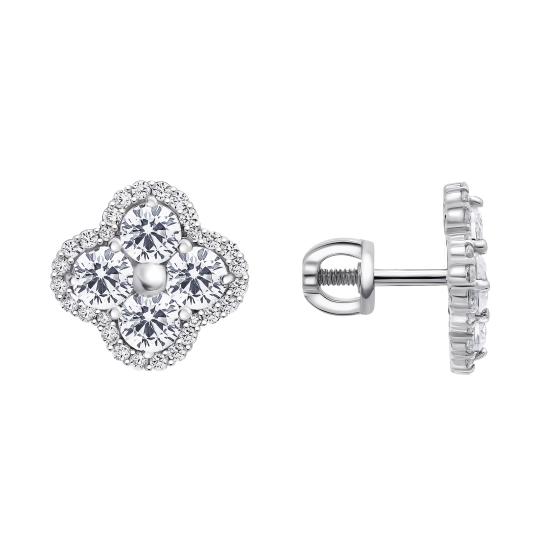 Серьги из серебра с фианитами