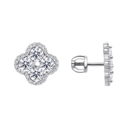 Серьги из серебра с фианитами